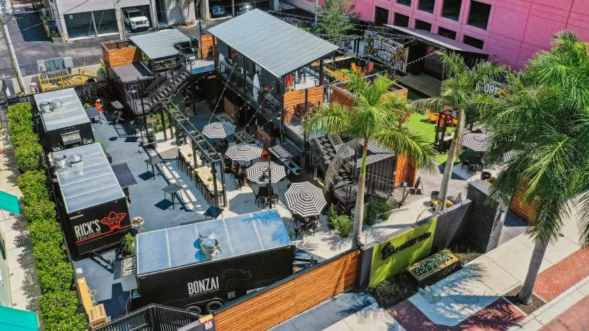 Bay Street Yard aerial view of entertainment venue in Fort Myers