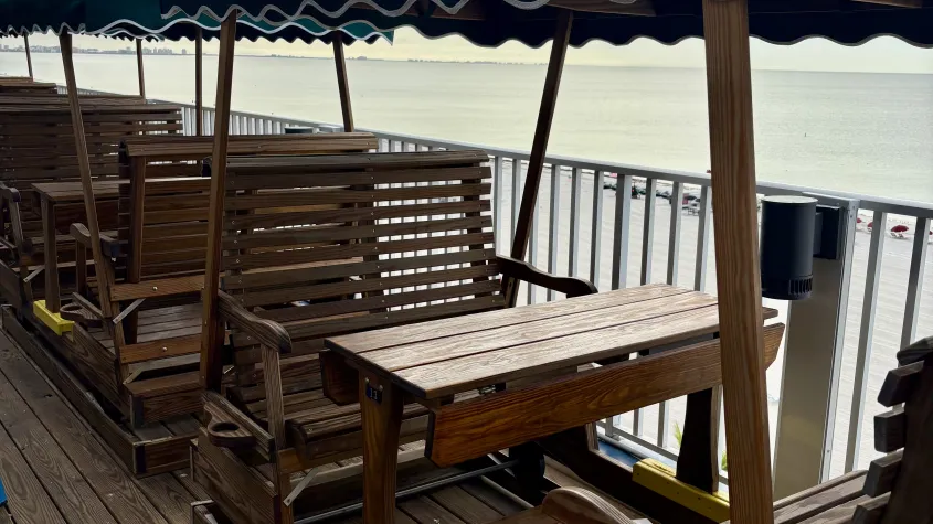 glider chairs  overlooking the beach