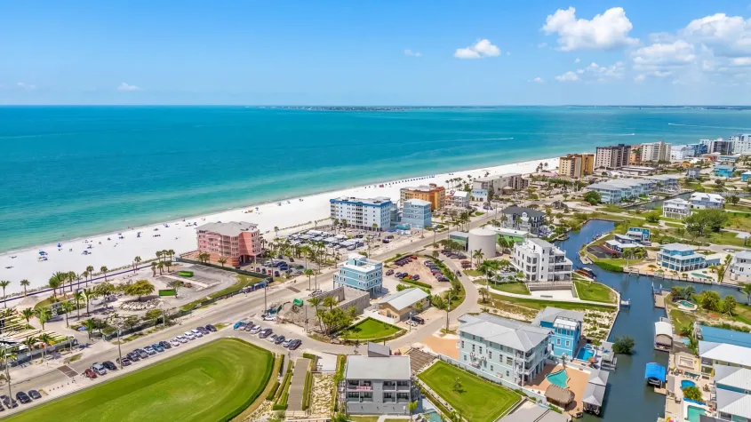 Aerial view of the island of fort myers beach florida