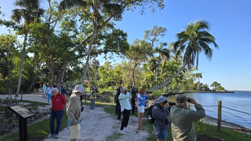 guests with guide during birdwatching tour