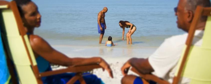 Family on beach